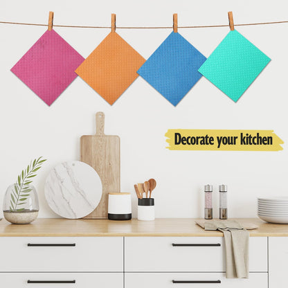 Swedish Dishcloths - 10 Pack Reusable Kitchen Dishcloths - Ultra Absorbent Dish Towels for Washing