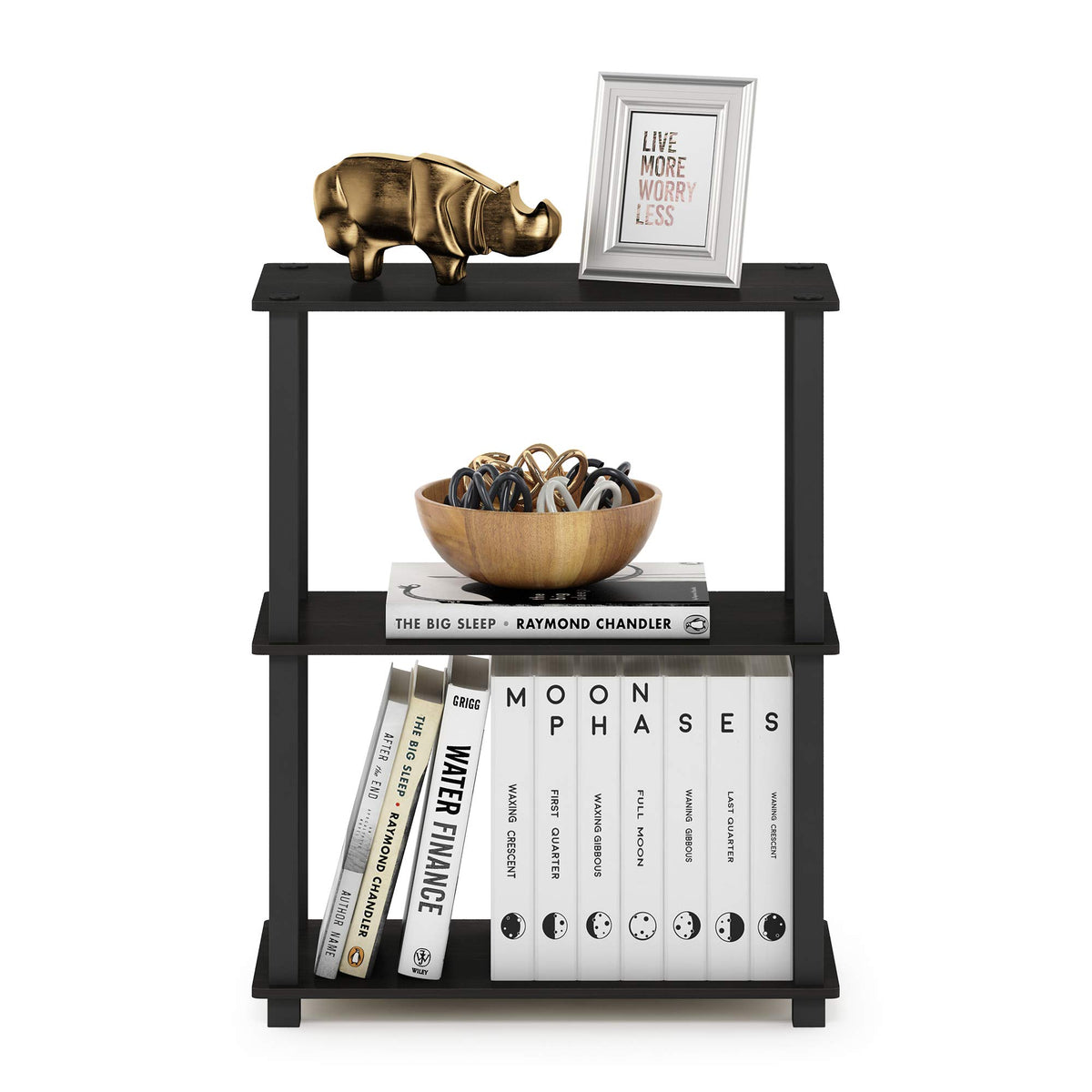 Furinno TURN-S-TUBE Storage Shelves, 3-Tier Book Shelf, Corner Shelf, Toolless Open Shelves, for