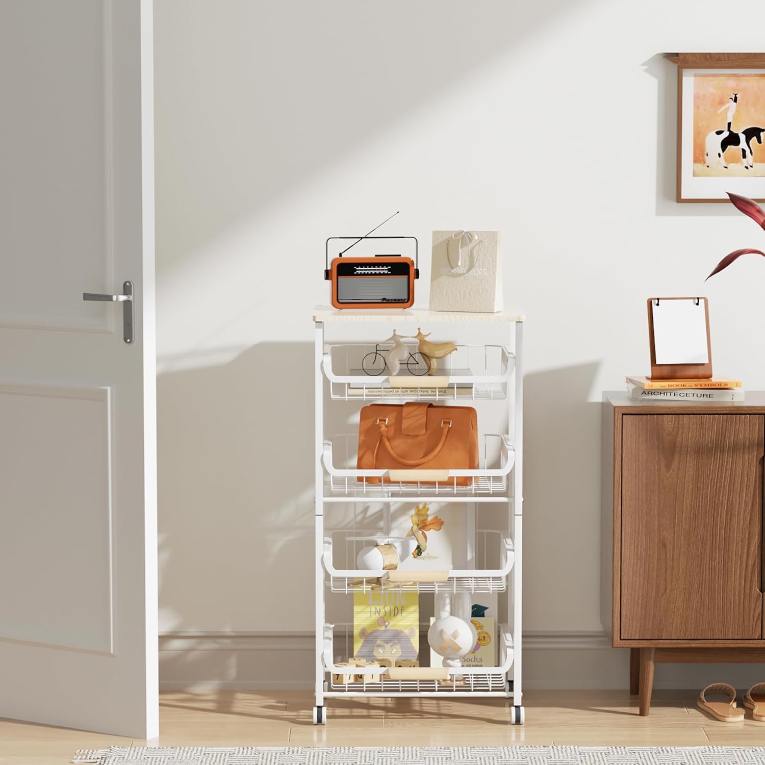 5-Layer Fruit Basket Kitchen Food Storage Organizer and Storage Rack, Stackable Storage cart with