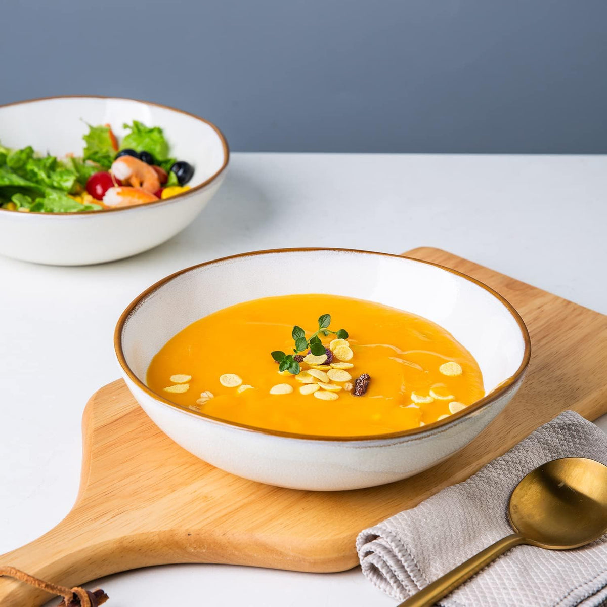 AmorArc Ceramic Dinnerware Sets,Handmade Reactive Glaze Stoneware Plates and Bowls Sets,Highly Chip