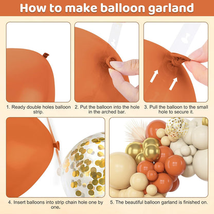 Amandir 153pcs Orange Balloon Arch Garland Kit, Different Sizes 18 12 10 5inch Latex Metallic Gold