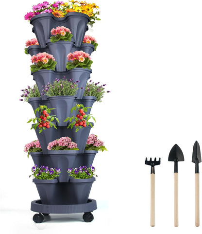 Vertical Planter 7 Tier Stackable Planters Garden Planters Strawberry Herb Flower and Vegetable