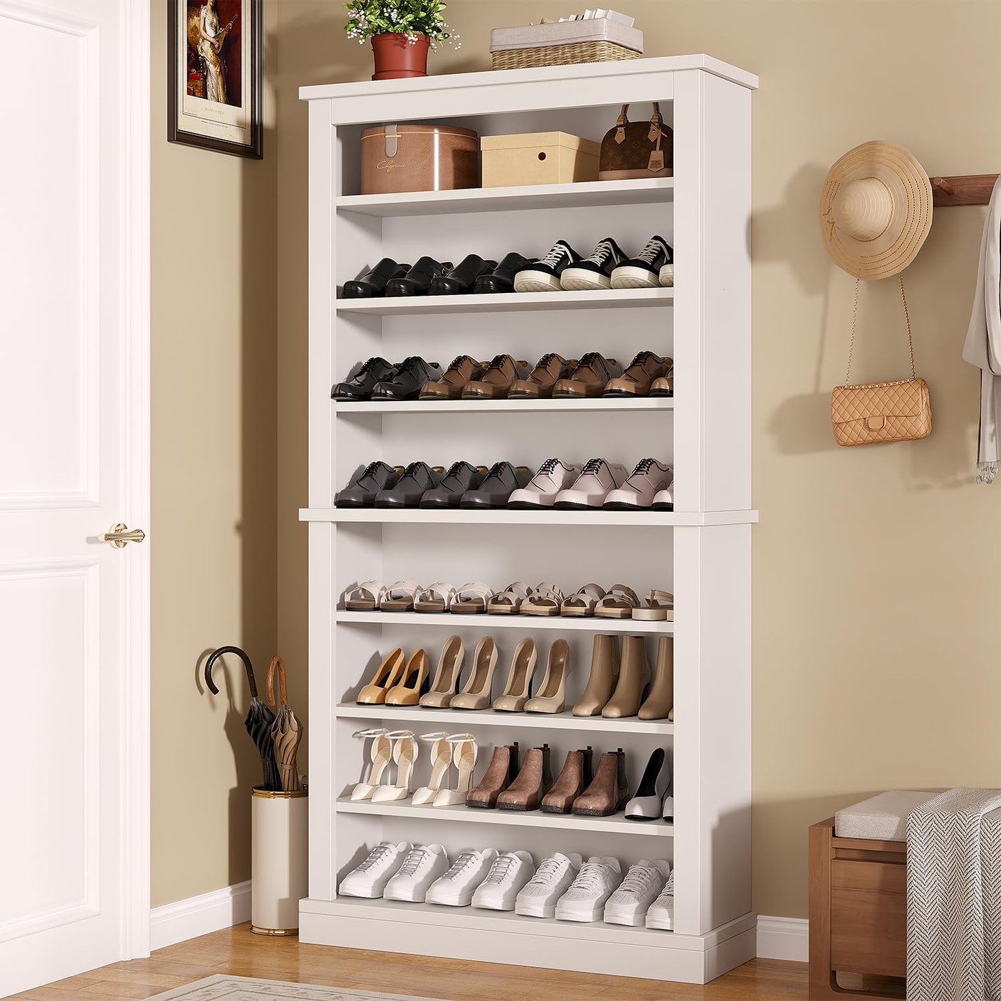 knoworld Freestanding Shoe Cabinet, Holds 40-45 Pairs, 71 Inch Tall 9-Tier Shoe Rack with