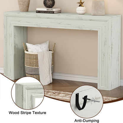 Rresyet 55 Inch Long Console Table, Sofa Table Behind Sofa, Wooden Entryway Table, Farmhouse