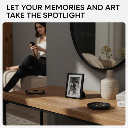 Homeforia 4x6 Picture Frame Black, High End Metal 4 x 6 Black Frames with Mat 3 x 5 for Art, 4x6
