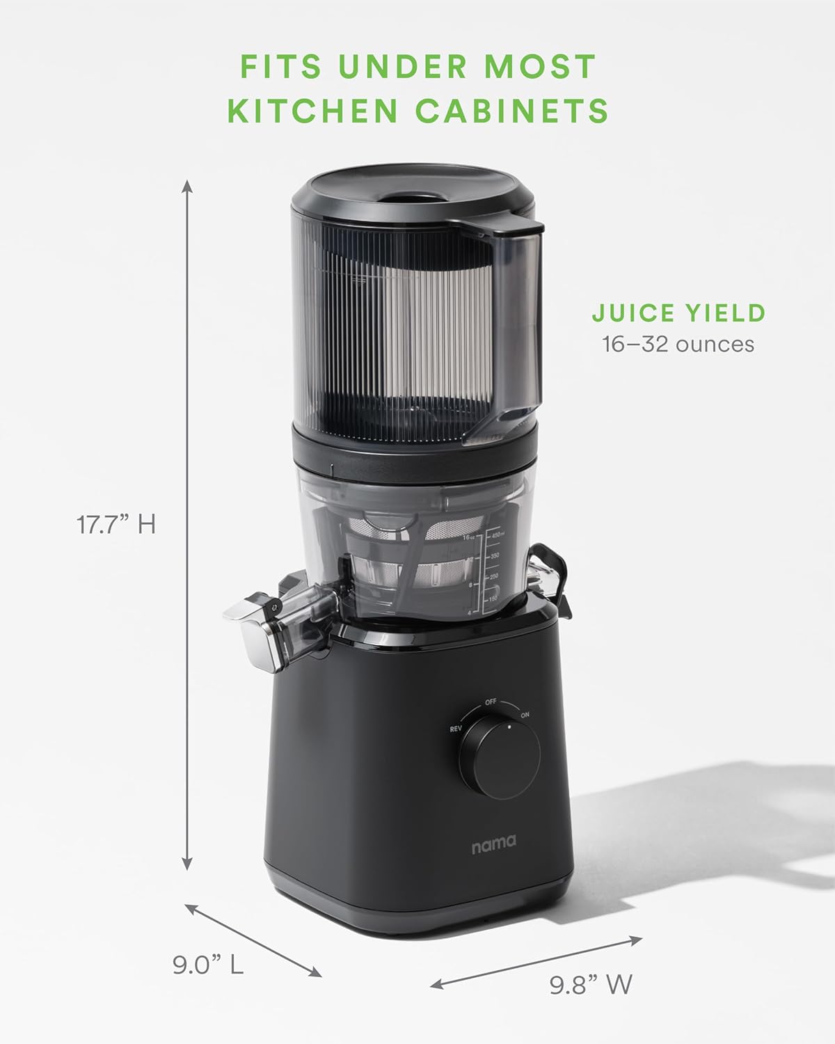 Nama J2 Cold Press Juicer – Self Feeding for Hands-Free Operation with Wide Mouth Hopper for Whole