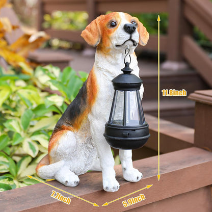 Solar Dog Statue Outdoor Decor - Beagle Dog Statue With Solar Lights for Patio, Lawn & Garden