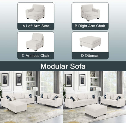 L Lengend Vansen Modular Sectional Sofa U Shaped Couch with Ottoman Modern Reversible Corner