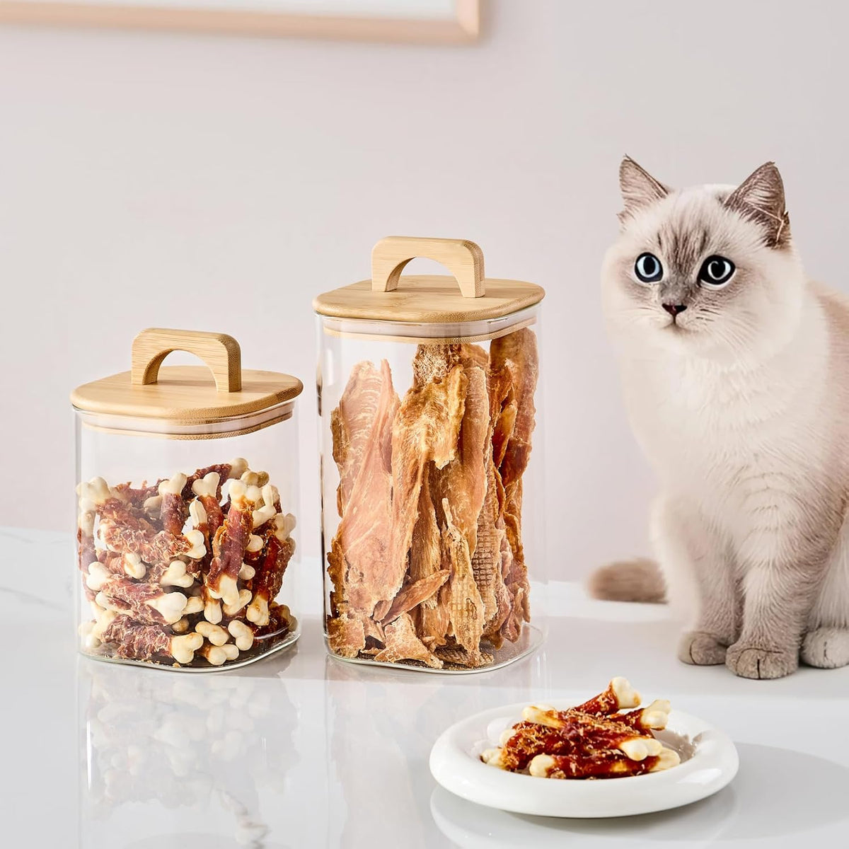 Sweejar 3 qt Glass Jars for Laundry Room Organization, 96 oz Laundry Pods Container, Glass Food