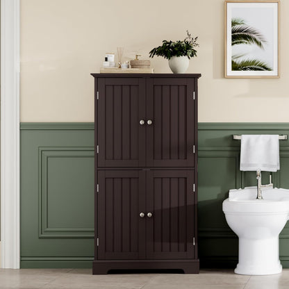 ChooChoo Bathroom Floor Cabinet, Modern Bathroom Storage Cabinet with 4 Doors and Adjustable