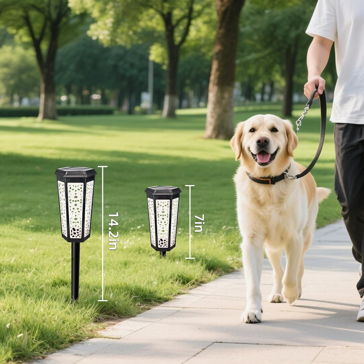 Solar Pathway Landscape Lights 4 Pack, RGB Color Changing+Warm White Outdoor Waterproof Solar Yard