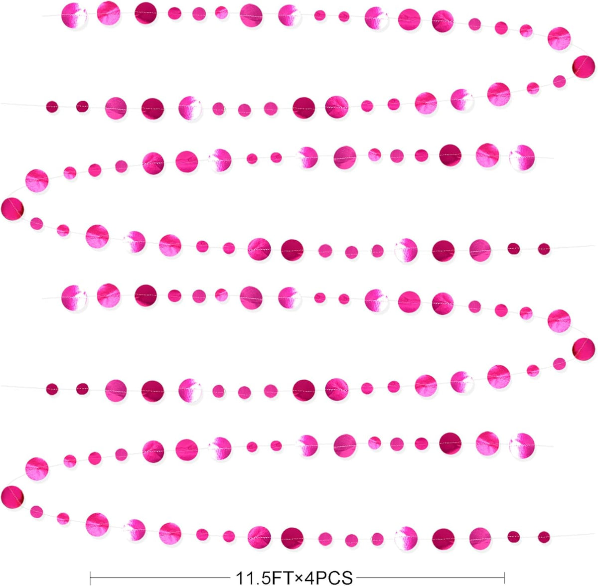 Hot Pink Party Decorations Circle Dots Garland Metallic Rose Pink Hanging Paper Polka Dots Streamer