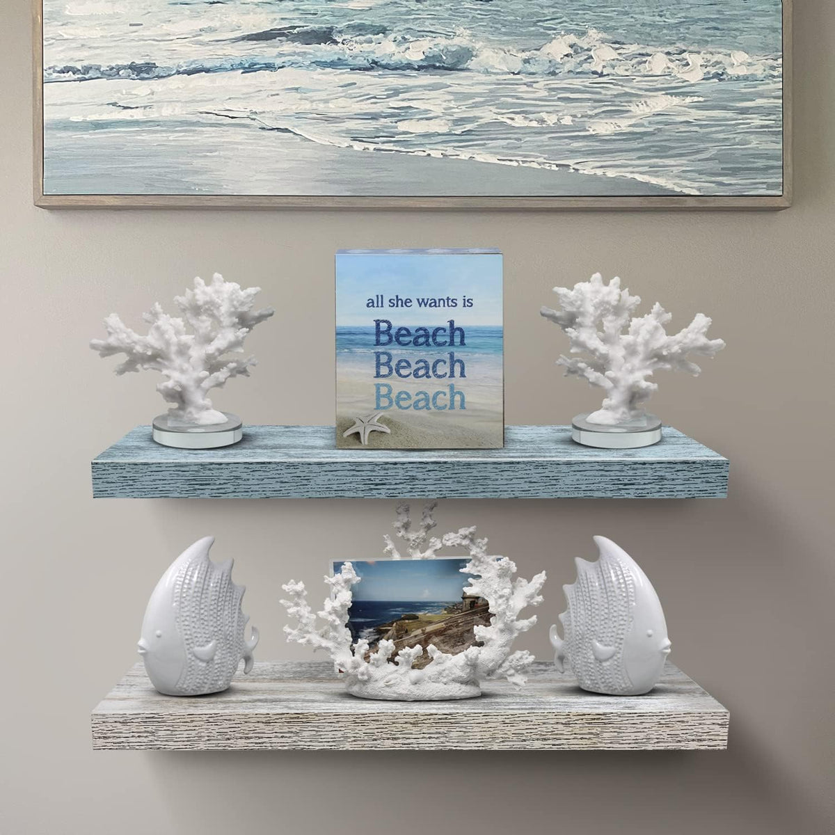 Sorbus Floating Shelf — Hanging Wall Shelves Decoration — Perfect Trophy Display, Photo Frames