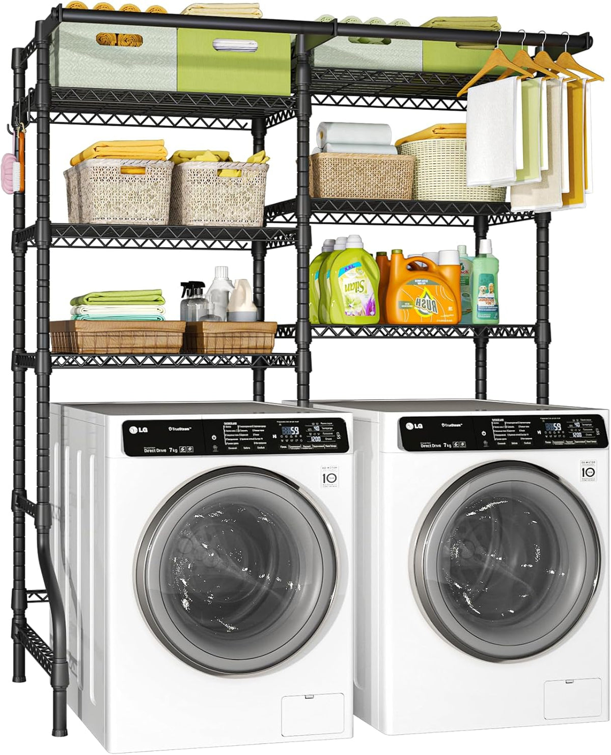 Ulif U13 Medium Over Washer and Dryer Storage Shelves, 6 Tiers Laundry Room Standing Shelf with 2