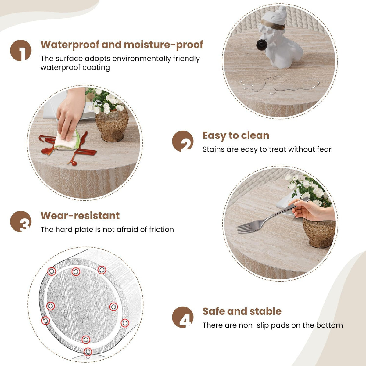 Round Nesting Coffee Table Set of 2 Modern Wood Coffee Tables Handcraft Drum Coffees Table