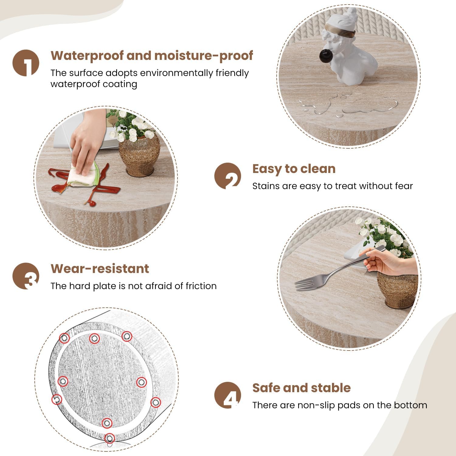 Round Nesting Coffee Table Set of 2 Modern Wood Coffee Tables Handcraft Drum Coffees Table
