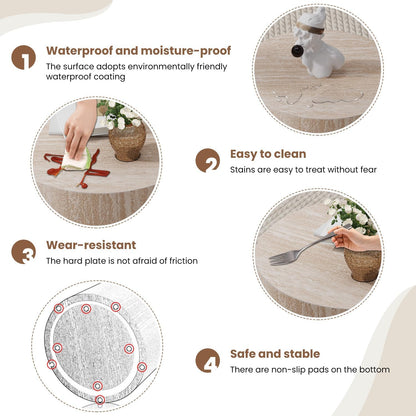 Round Nesting Coffee Table Set of 2 Modern Wood Coffee Tables Handcraft Drum Coffees Table