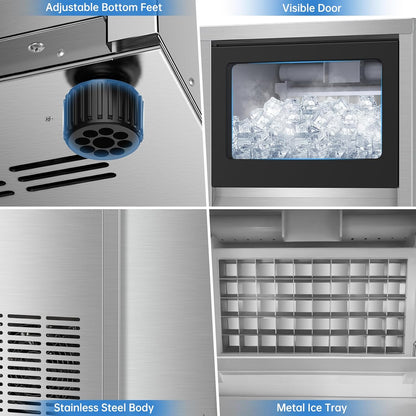 Ice Machine Commercial Ice Maker Machine, 150 Lbs /24H, 30 lbs Bin, Under Counter Built-in or