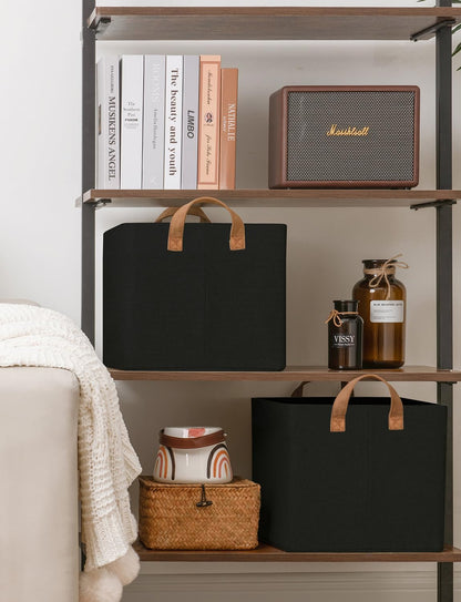 StorageWorks Storage Bins, Fabric Storage Bins for Shelves, Large Storage Baskets with Metal Frame