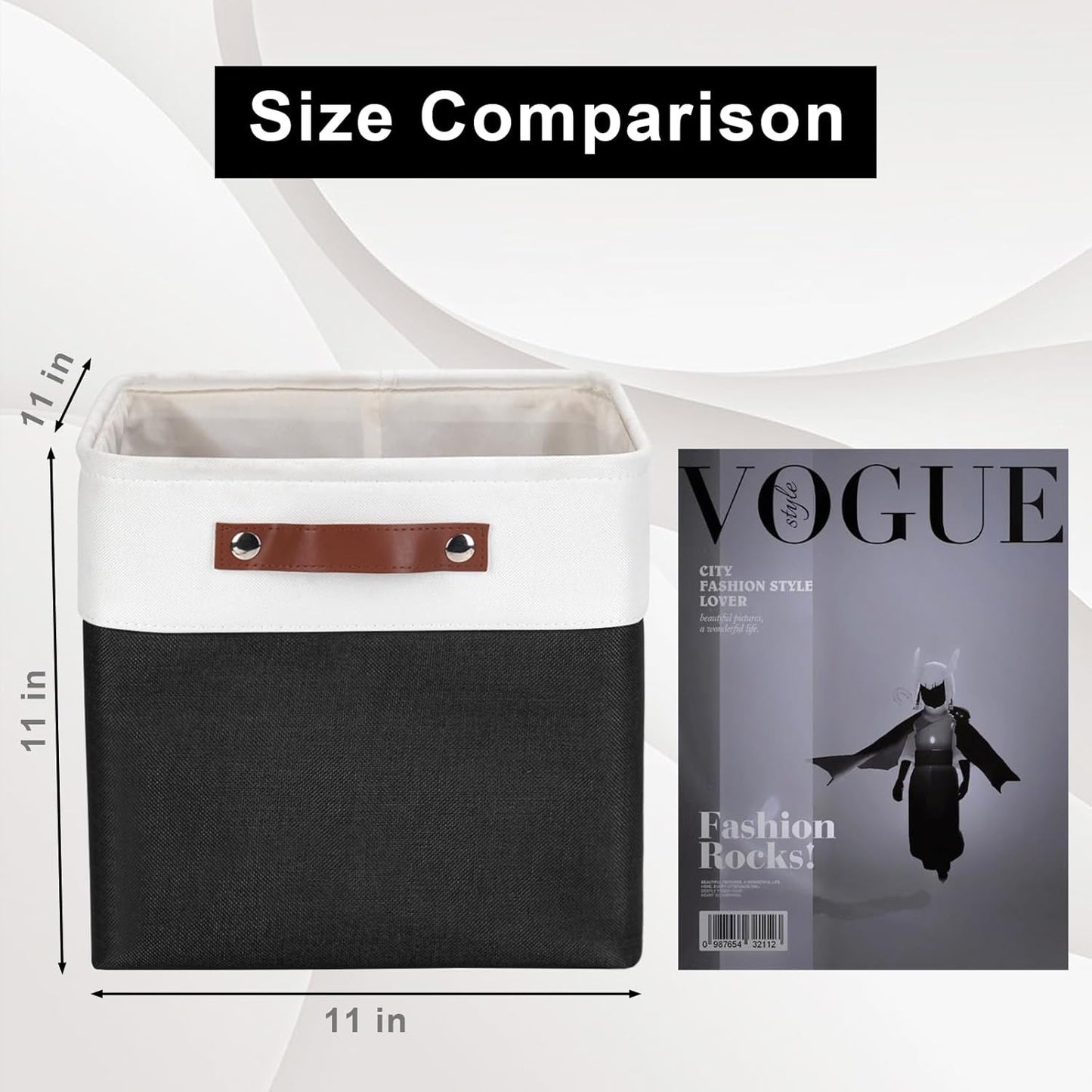 Collapsible Fabric Storage Cubes 11x11 Cube Storage Bins, 4 Pack Closet Baskets Box with Handles