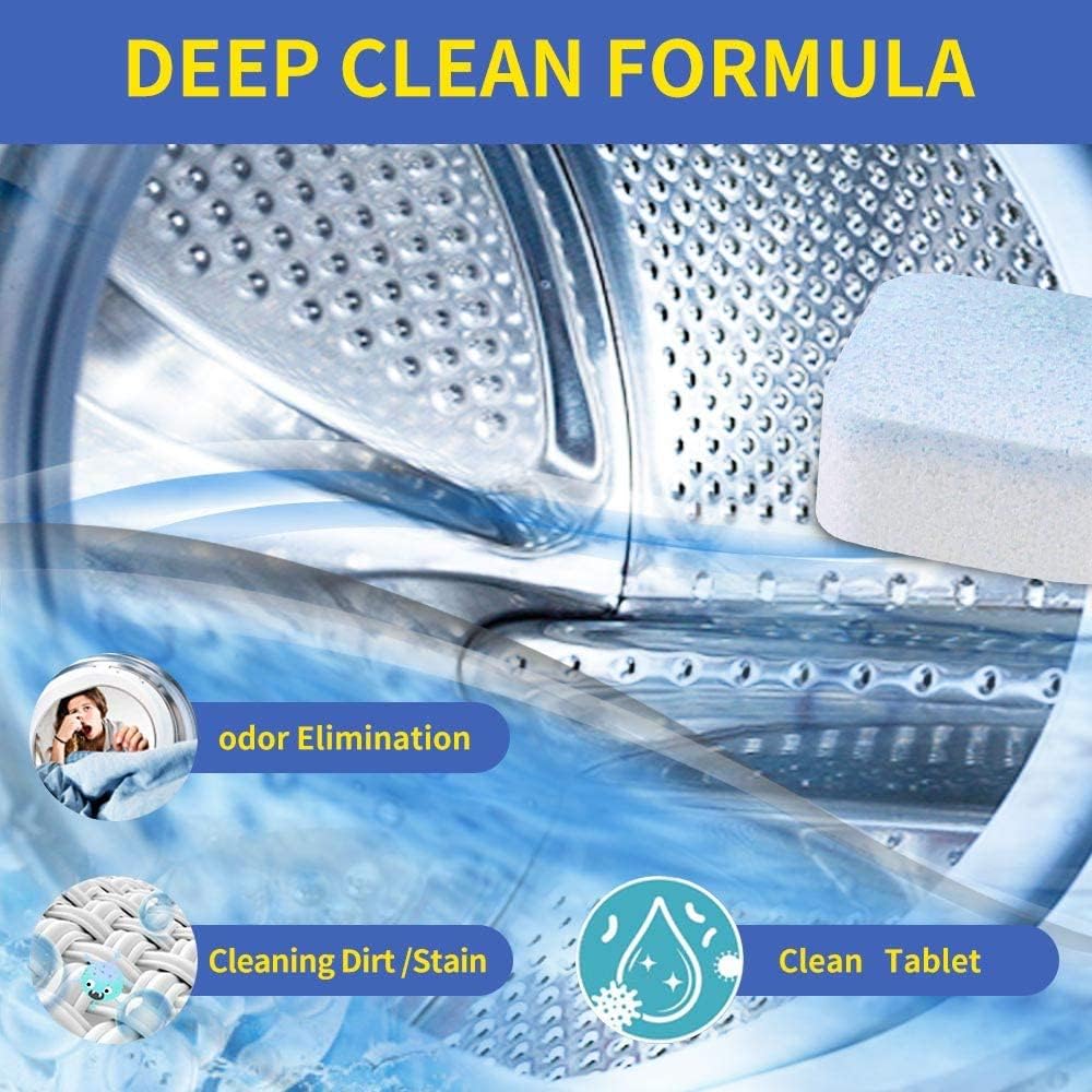 NATRUTH Washing Machine Cleaner Descaler 30 Pack Deep Cleaning Washer Cleaner Tablets For HE Front