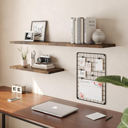 Wall Shelf Set of 2, Rustic Brown Floating Shelves 30 in W x 10 in D x 1 in H, Wooden Floating Wall