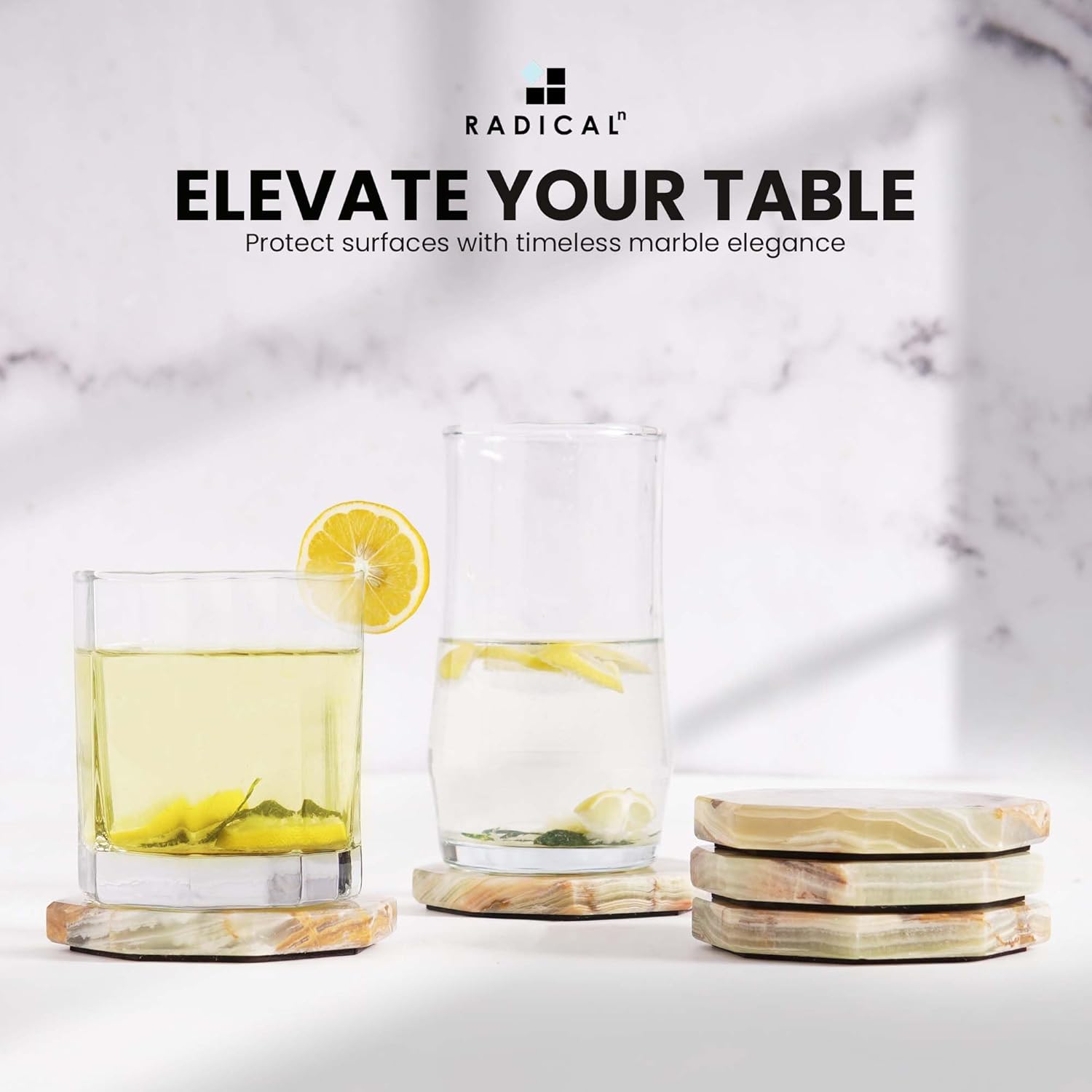 Radicaln Marble Coasters Star 3.5" Inches Green Onyx Handmade Marble Drink Coasters for Home and