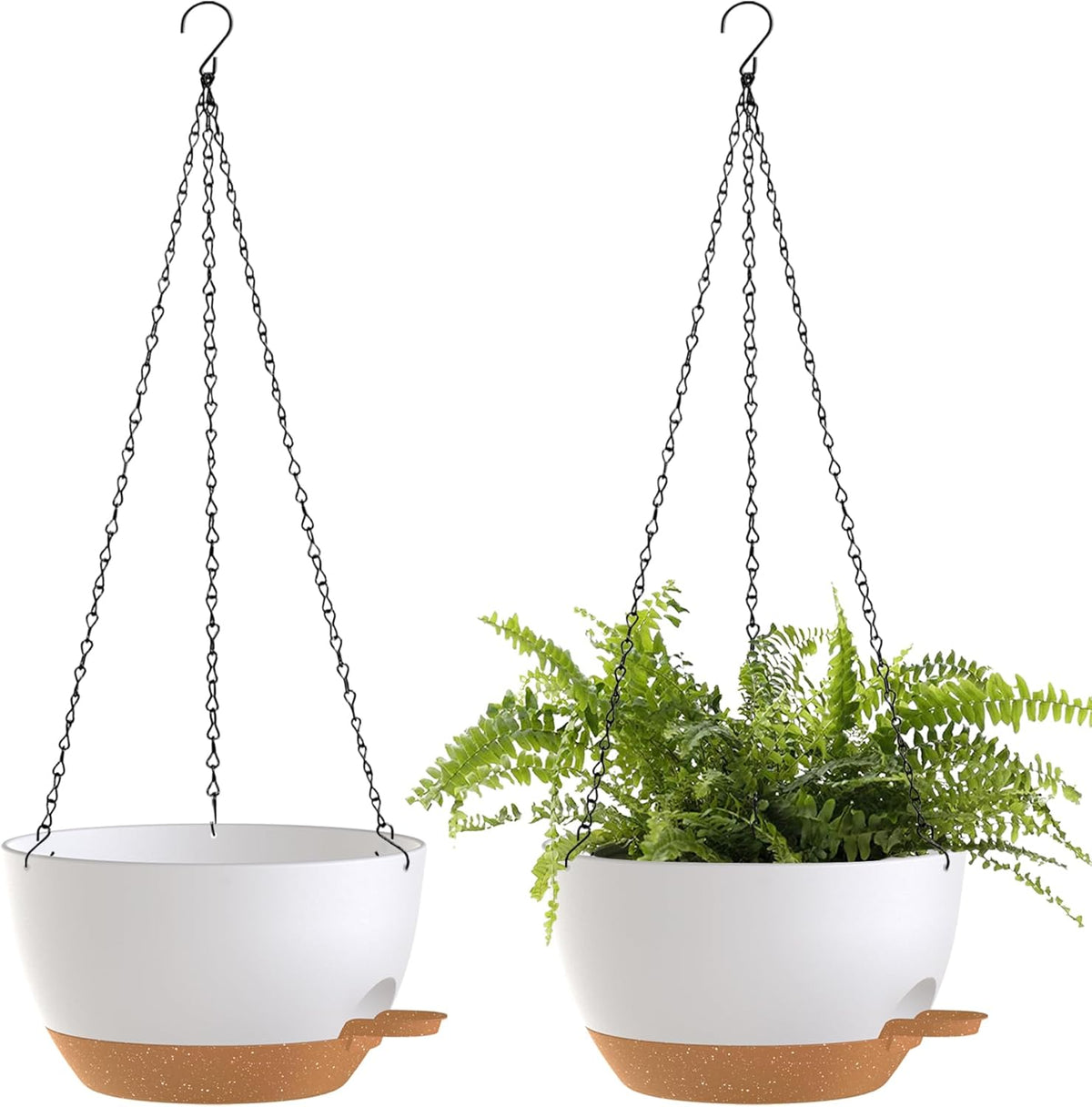 12 Inch Hanging Baskets 2 PC with Chains, Self-Watering Hanging Planters for Indoor Outdoor Plants