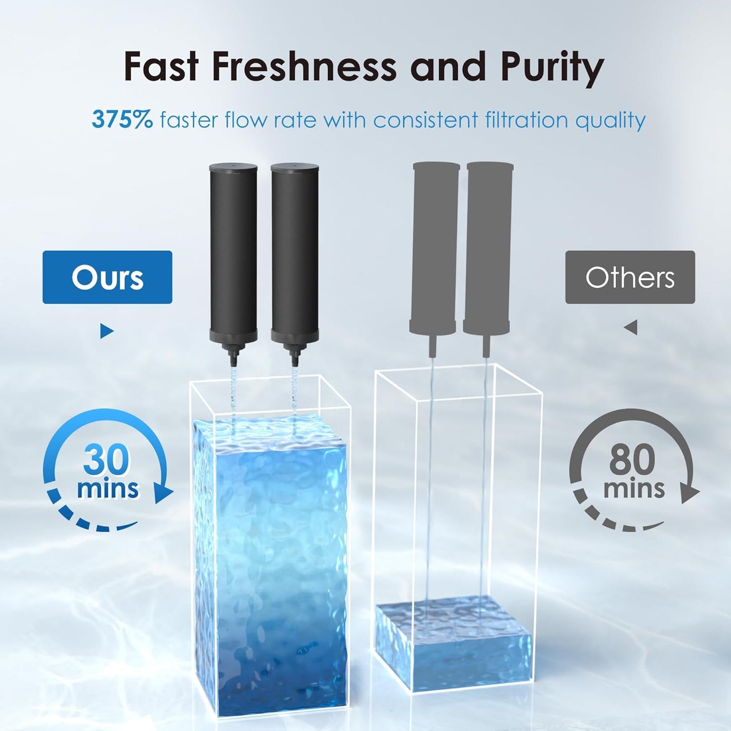 Waterdrop NSF/ANSI 42&372 Certified Water Filter, Replacement for Berkey® BB9-2® Black Filters