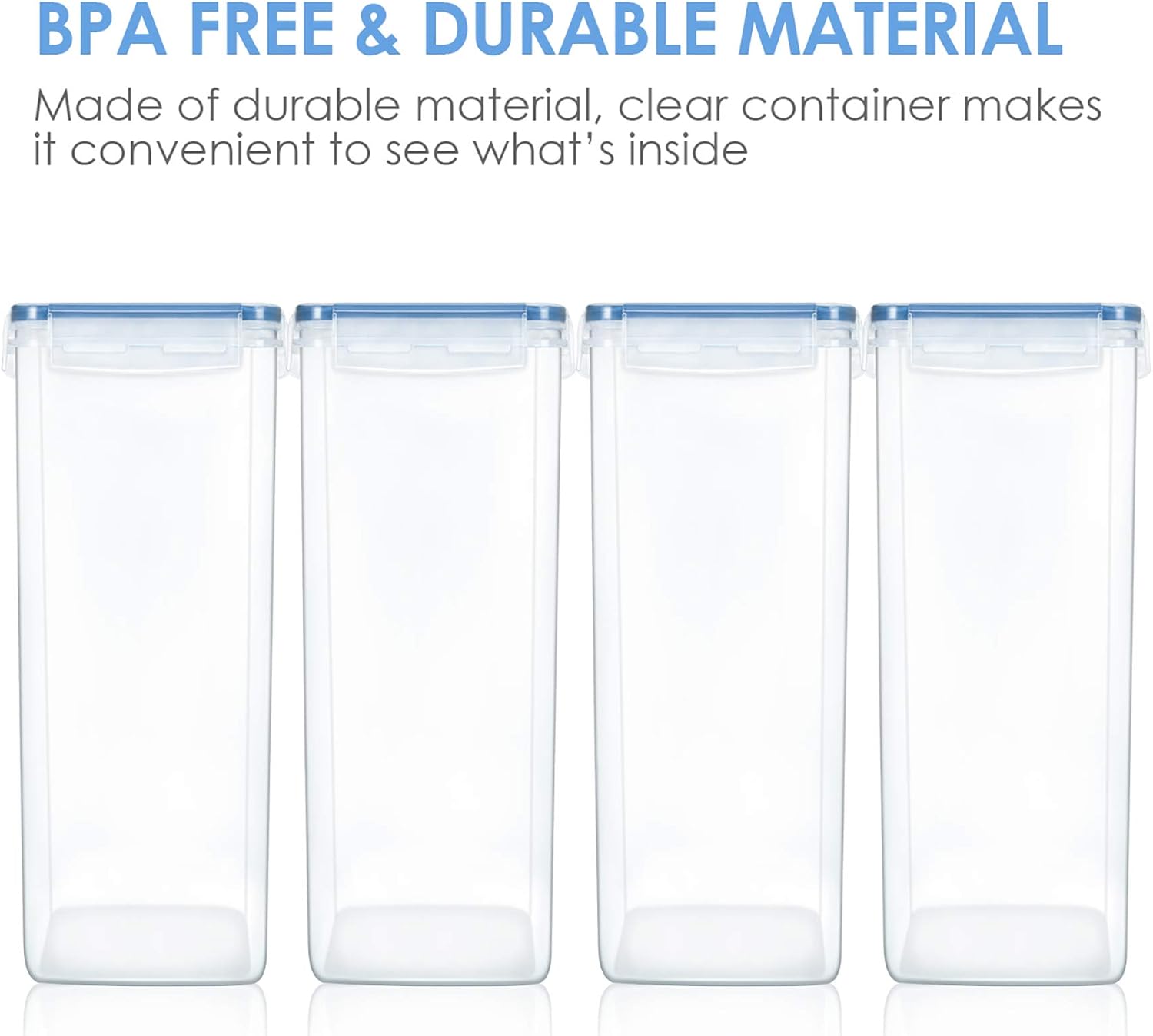 Vtopmart Extra Large Tall Airtight Food Storage Containers 4 Pieces 5.9qt / 6.5L-Plastic PBA Free