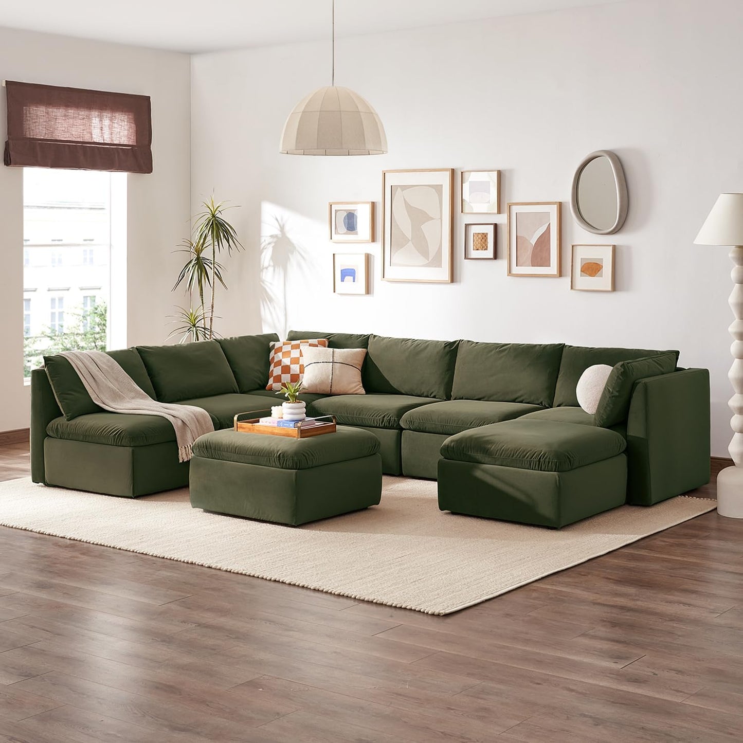 mopio Oversized Modular Sectional Sofa with Fully Removable Covers and Storage, Convertible U