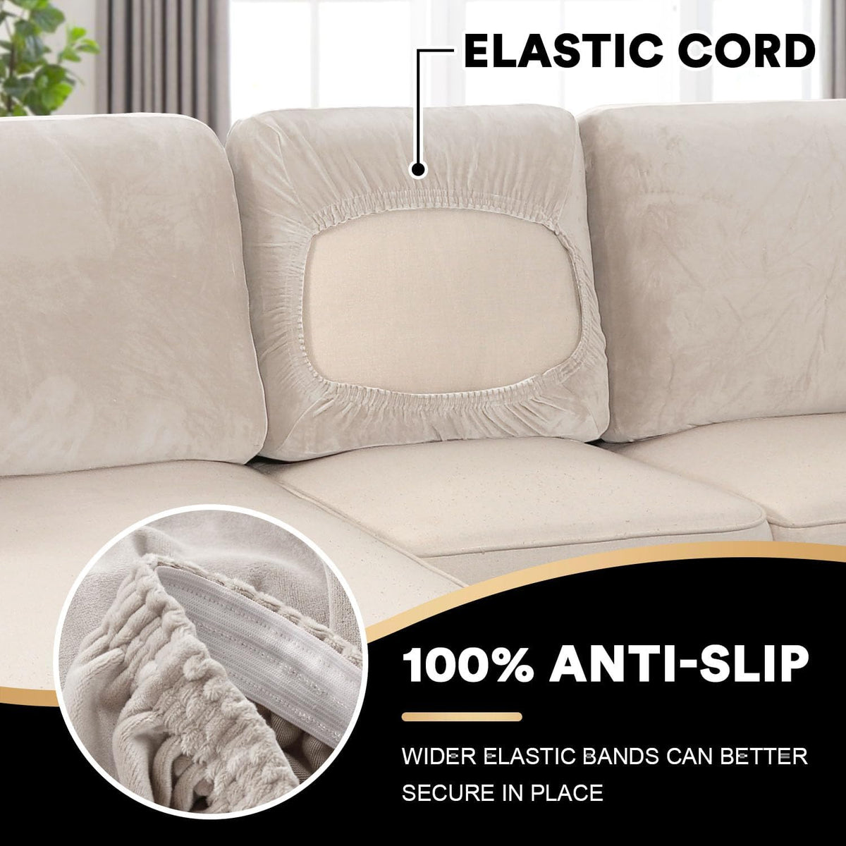 PrinceDeco Sectional Couch Covers Velvet Cushion Covers for Sectional Couch Washable Cushion Covers