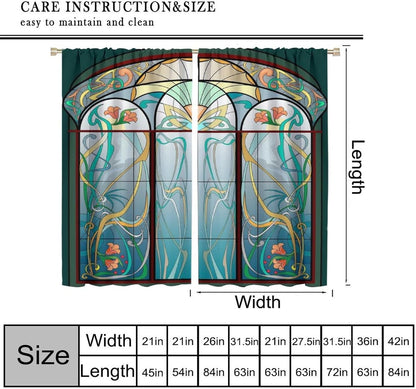 Stained Glass Curtains, Retro Mid Century Boho Abstract Art Home Decor Drapes for Bedroom Living
