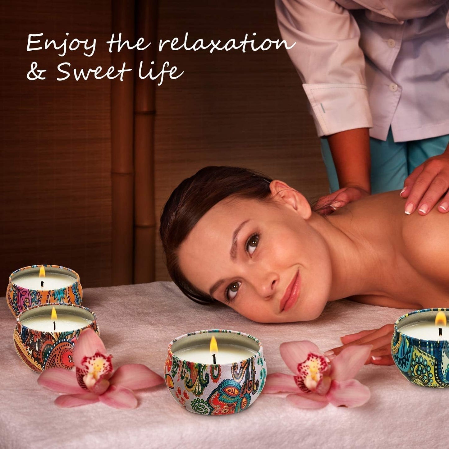 Scented Candles Gift Set, Natural Soy Wax Portable Travel Tin with Strongly Fragrance Essential
