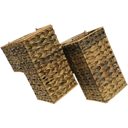 Trademark Innovations 14.5" Plastic Wicker Storage Stair Basket Set With Handles (Set of 2, Brown)