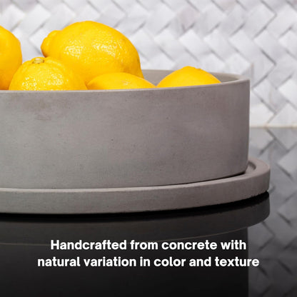 Simon Brothers Concrete Fruit Bowl and Tray Set for Kitchen Counter - Large Decorative Bowls for