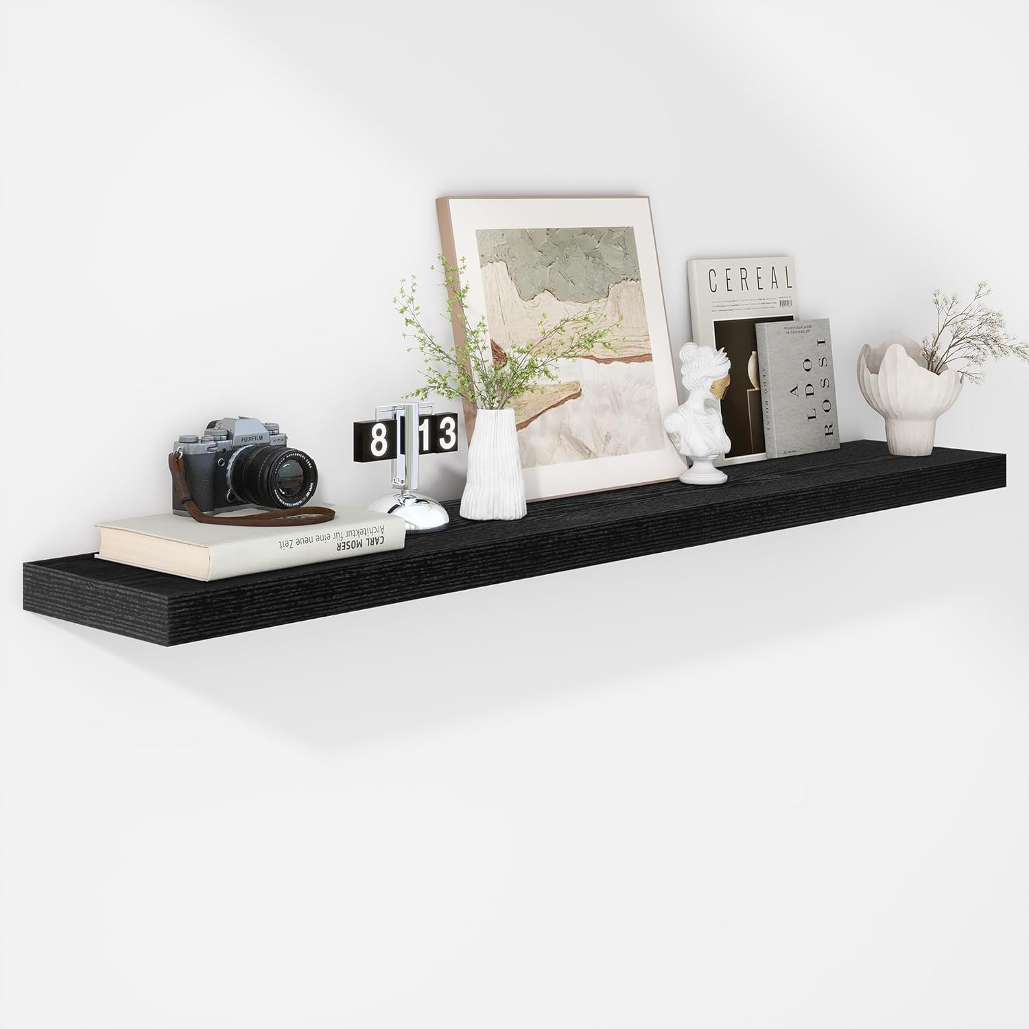 Fun Memories 55 Inch Floating Shelves - 9 Inch Deep Rustic Wooden Wall Shelves - Extra Deeper &