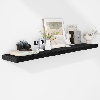 Fun Memories 55 Inch Floating Shelves - 9 Inch Deep Rustic Wooden Wall Shelves - Extra Deeper &