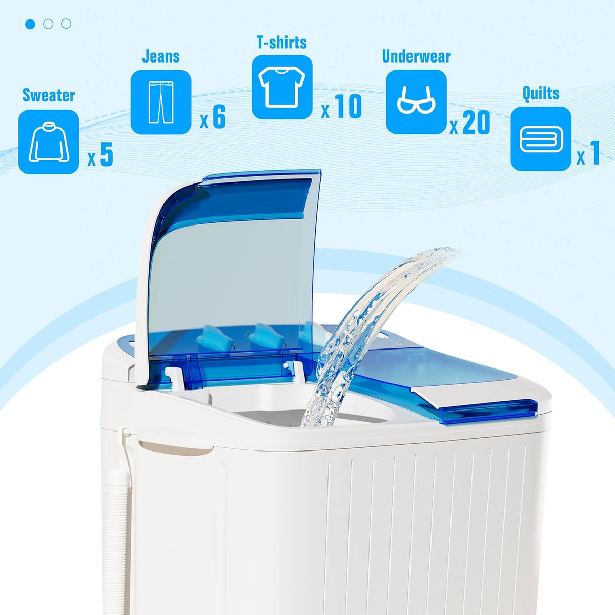 Pataku Portable Washing Machine, Compact Twin Tub Mini Washing Machine, 17.6 LBS Washer and Dryer