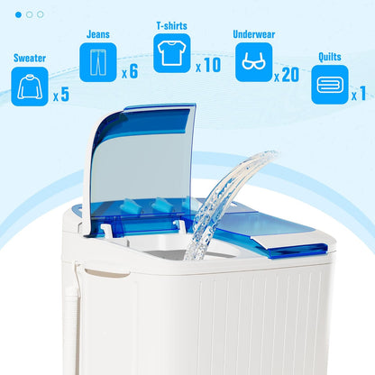 Pataku Portable Washing Machine, Compact Twin Tub Mini Washing Machine, 17.6 LBS Washer and Dryer