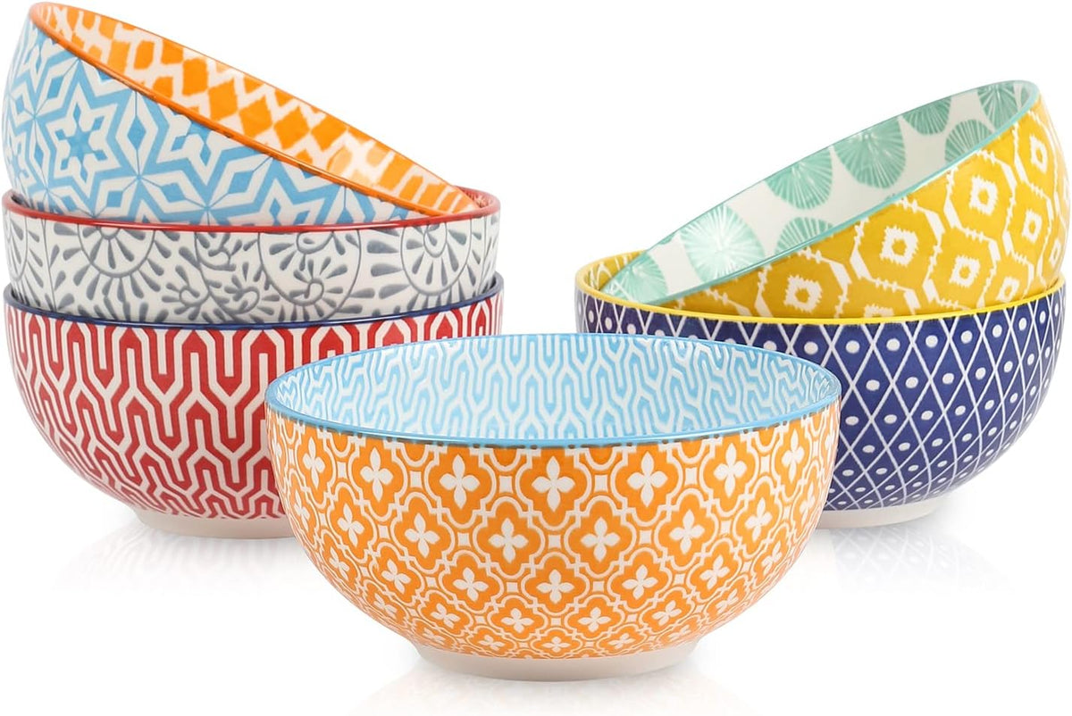 Selamica Ceramic Cereal Bowls Set of 6, 24 Oz Deep Soup Bowls for Kitchen, 5.9 Inch Dessert Bowls