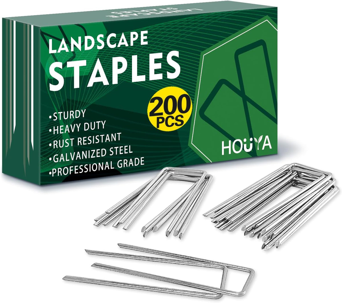 200 Pack Landscape Staples 4 Inch 12 Gauge Garden Stakes Galvanized Garden Staples Ground Pins