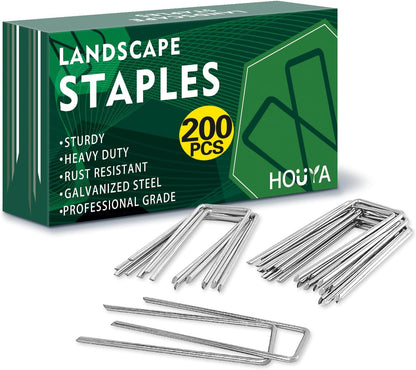 200 Pack Landscape Staples 4 Inch 12 Gauge Garden Stakes Galvanized Garden Staples Ground Pins