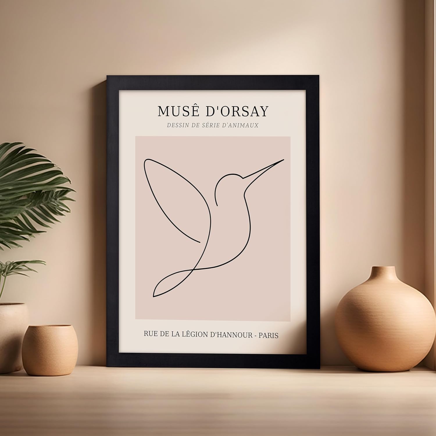 Poster Master Vintage Poster - Retro One Line Hummingbird Drawing Print - Bird Line Art - Minimal