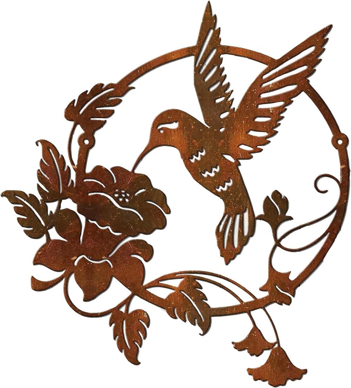 Zoihet Round Metal Bird Wall Art Decor - Hummingbird Wall Art Silhouette for your patio, garden