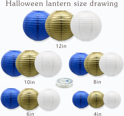 Paper Lanterns Party Decorations Navy Blue Gold - Hanging Paper Lanterns Indoor Outdoor - Wedding