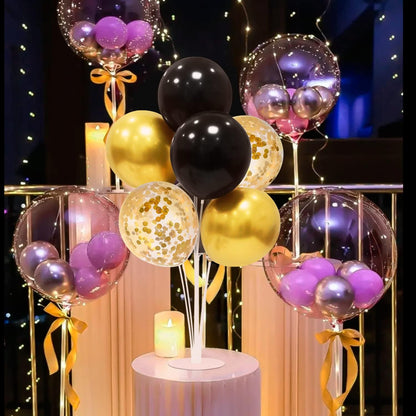 Black and Gold Balloon Stand Centerpiece Table Decorations Black and Gold Party Decorations for