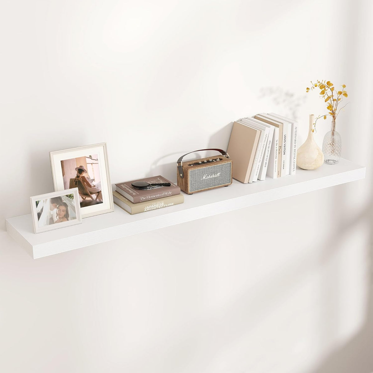 Floating Shelves for Wall, Large Wall Mounted Shelves with Invisible Brackets, Long Wood Floating