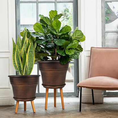 Plant Planters Pots Set of 4 Pack 8 Inch, Plastic Flower Pot for Indoor Plants with Drainage Holes