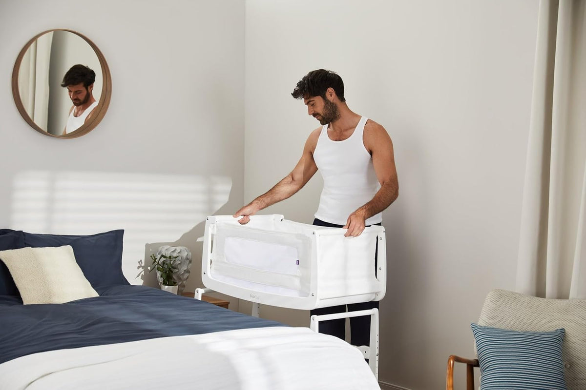 SnuzPod 4 Rocking Baby Bassinet Bedside Sleeper - Lightweight, Portable Bedside Bassinet, Lift Off